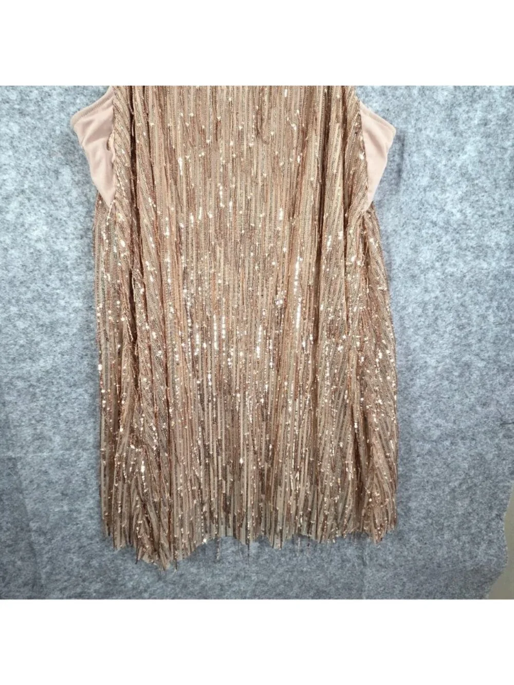 Torrid Dress Womens 3X Gold Sequin Fringe Mini Dress Sleeveless Party Cocktail P - Picture 3 of 12